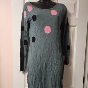 VENUS Green Long Sleeve Scoop Neck Sweater Dress